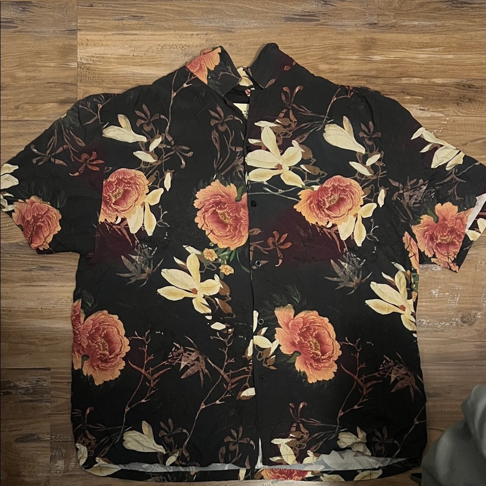 YoungLA Black Floral Casual Shirt